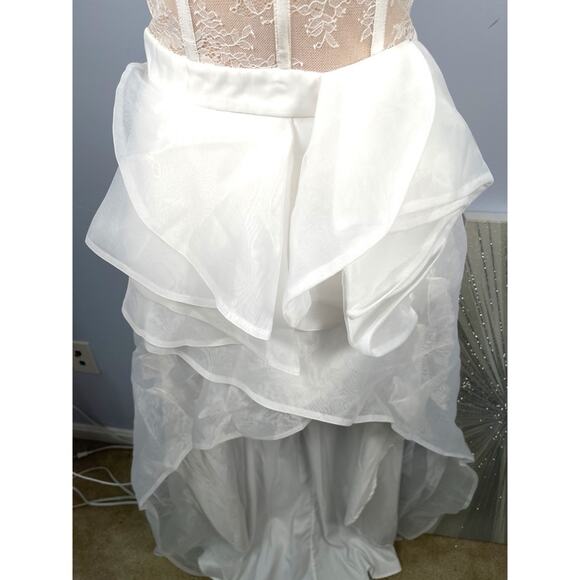 Katie May McBeath Bustier Ruffle Layered Tulle White Maxi Dress Size XS - Picture 6 of 9
